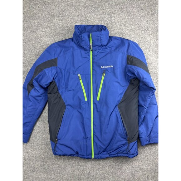 Columbia Jacket Mens Medium Blue Omni-Shield Insulated Full Zip Stowaway Hood - Picture 1 of 9